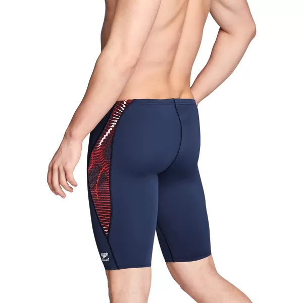 Speedo Mens Swimsuit Jammer Endurance Printed Team ColorsSolar RedWhiteBlue