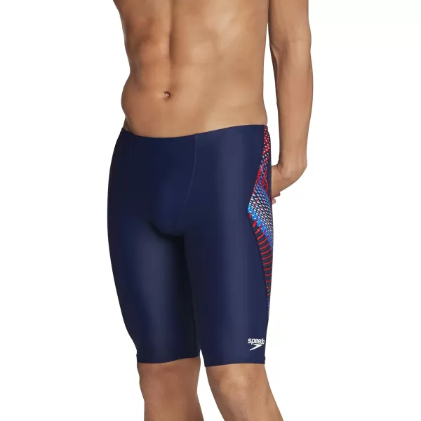 Speedo Mens Swimsuit Jammer PowerFlex Printed Team ColorsCoded RedWhiteBlue