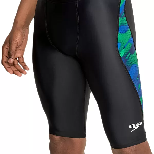 Speedo Mens Swimsuit Jammer PowerFlex Printed Team ColorsWonder BlueGreen