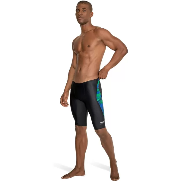 Speedo Mens Swimsuit Jammer PowerFlex Printed Team ColorsWonder BlueGreen