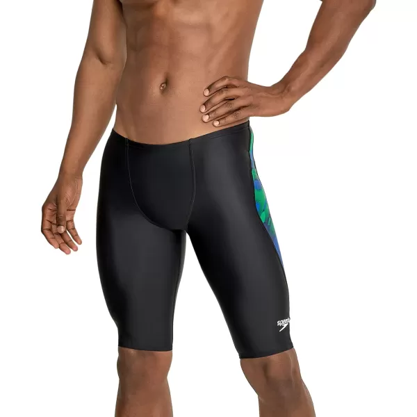 Speedo Mens Swimsuit Jammer PowerFlex Printed Team ColorsWonder BlueGreen