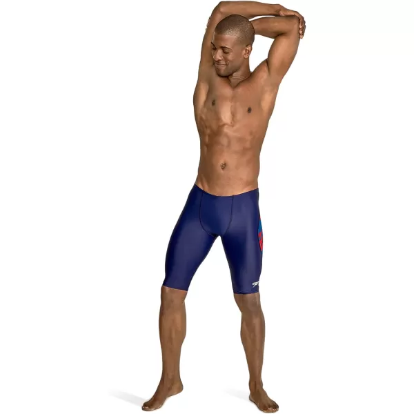 Speedo Mens Swimsuit Jammer PowerFlex Printed Team ColorsWonder RedWhiteBlue