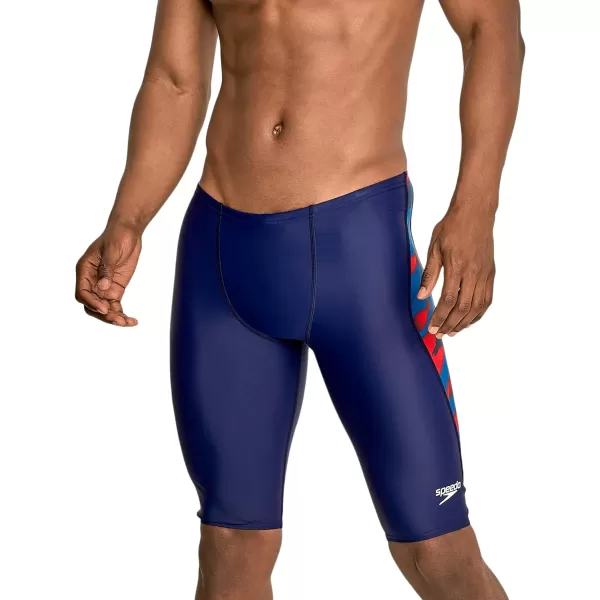 Speedo Mens Swimsuit Jammer PowerFlex Printed Team ColorsWonder RedWhiteBlue