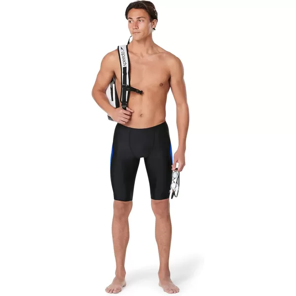 Speedo Mens Swimsuit Jammer Powerflex Eco Revolve Splice Team ColorsBlackBlue