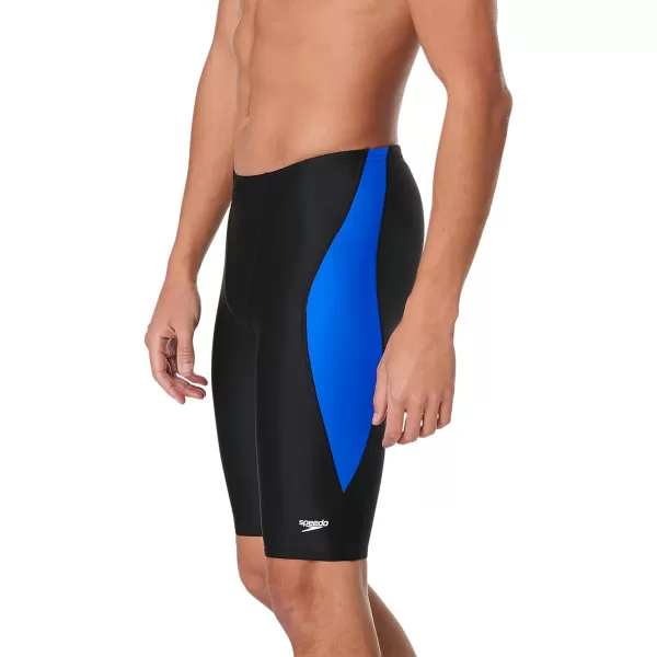 Speedo Mens Swimsuit Jammer Powerflex Eco Revolve Splice Team ColorsBlackBlue