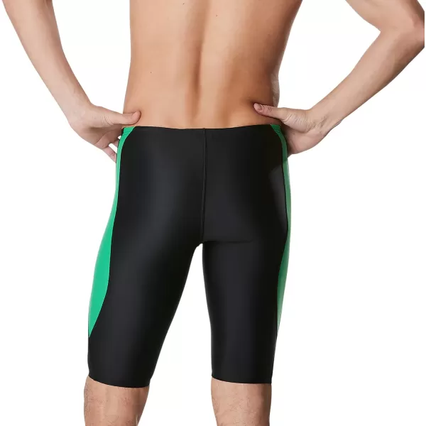 Speedo Mens Swimsuit Jammer Powerflex Eco Revolve Splice Team ColorsBlackGreen