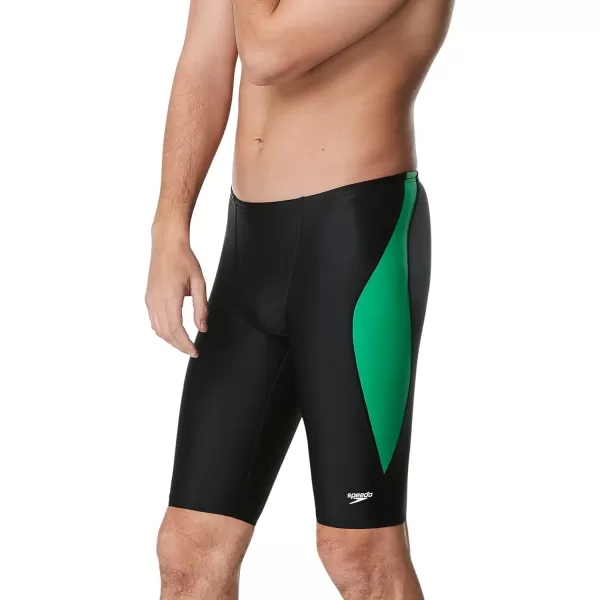 Speedo Mens Swimsuit Jammer Powerflex Eco Revolve Splice Team ColorsBlackGreen