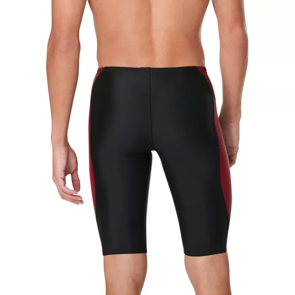 Speedo Mens Swimsuit Jammer Powerflex Eco Revolve Splice Team ColorsBlackMaroon