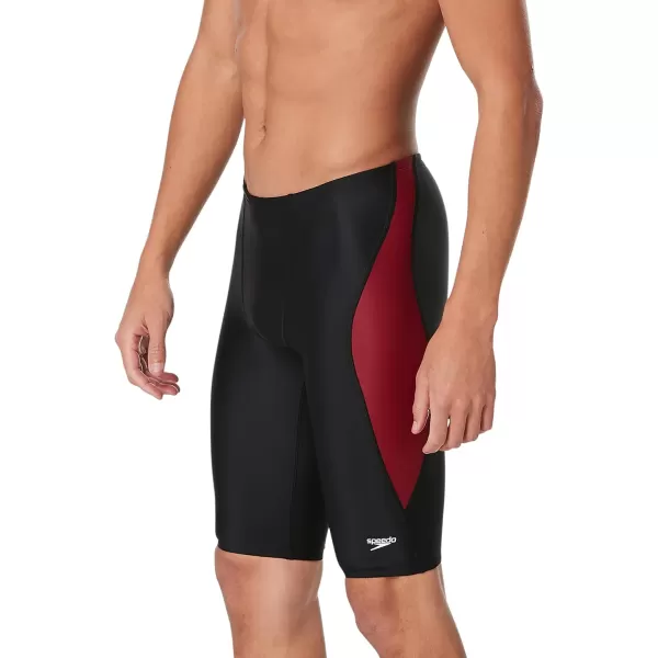 Speedo Mens Swimsuit Jammer Powerflex Eco Revolve Splice Team ColorsBlackMaroon