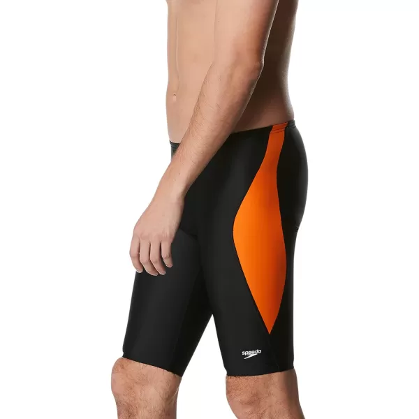 Speedo Mens Swimsuit Jammer Powerflex Eco Revolve Splice Team ColorsBlackOrange