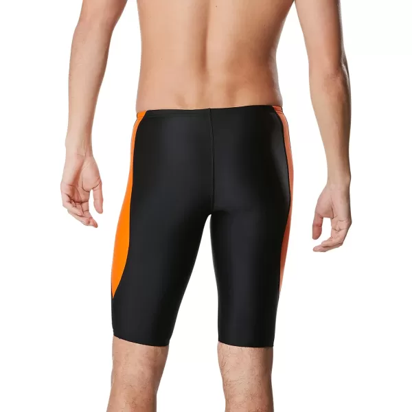 Speedo Mens Swimsuit Jammer Powerflex Eco Revolve Splice Team ColorsBlackOrange