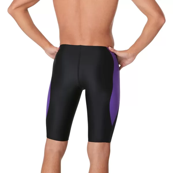 Speedo Mens Swimsuit Jammer Powerflex Eco Revolve Splice Team ColorsBlackPurple