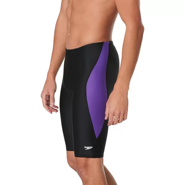 Speedo Mens Swimsuit Jammer Powerflex Eco Revolve Splice Team ColorsBlackPurple