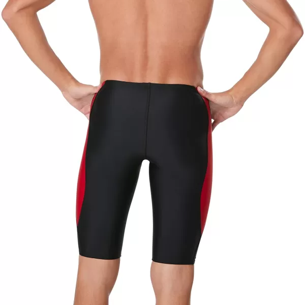 Speedo Mens Swimsuit Jammer Powerflex Eco Revolve Splice Team ColorsBlackRed