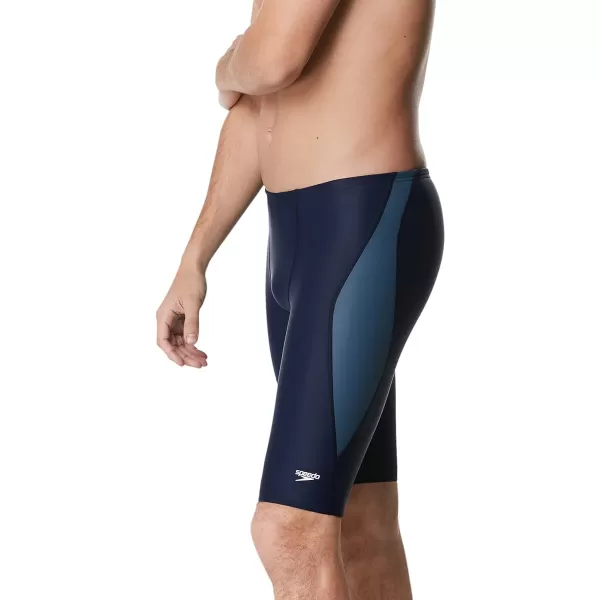 Speedo Mens Swimsuit Jammer Powerflex Eco Revolve Splice Team ColorsNavyGrey