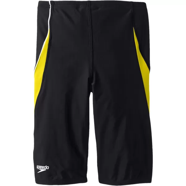 Speedo Mens Swimsuit Jammer Powerflex Eco Taper Splice Team ColorsDiscontinuedBlackGold