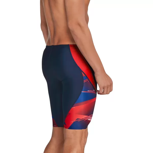 Speedo Mens Swimsuit Jammer ProLT Printed Team ColorsLane RedWhiteBlue