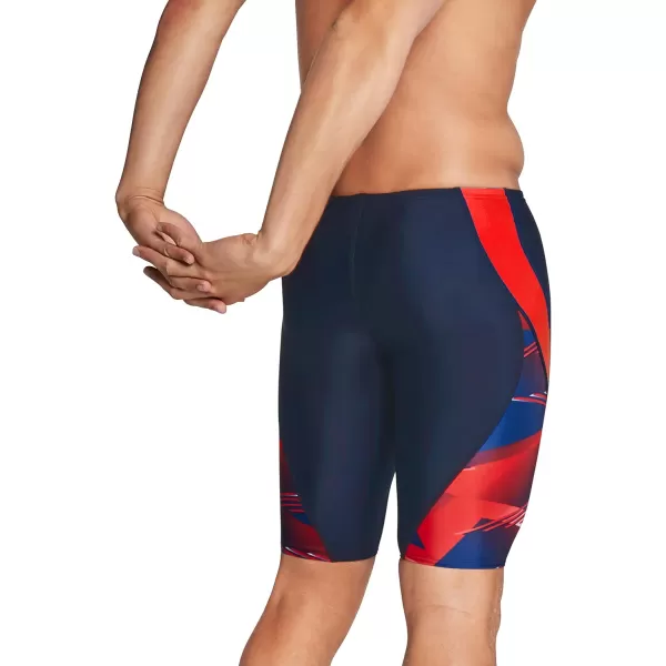 Speedo Mens Swimsuit Jammer ProLT Printed Team ColorsLane RedWhiteBlue