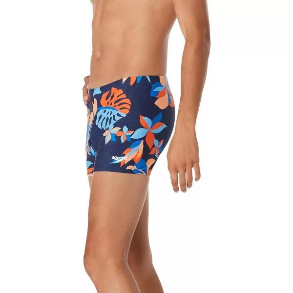 Speedo Mens Swimsuit Square Leg Eco Flex BeachstarFloatable Floral Peacoat