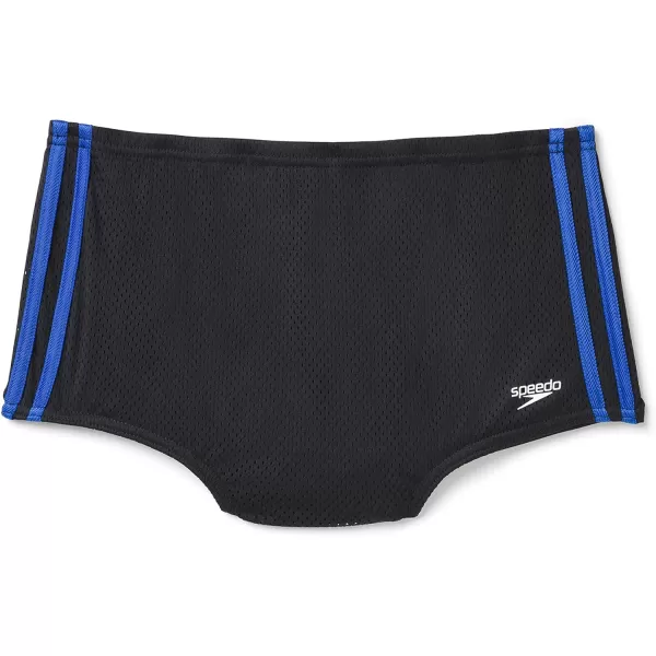 Speedo Mens Swimsuit Square Leg Poly Mesh Training SuitBlackBlue