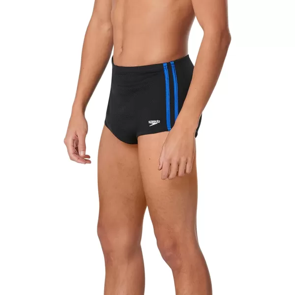 Speedo Mens Swimsuit Square Leg Poly Mesh Training SuitBlackBlue