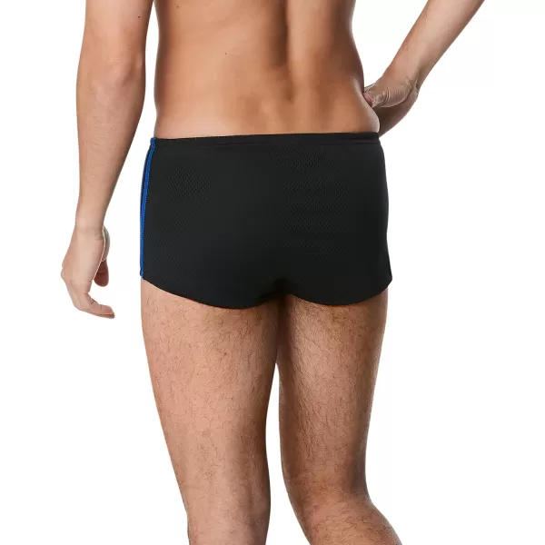 Speedo Mens Swimsuit Square Leg Poly Mesh Training SuitBlackBlue