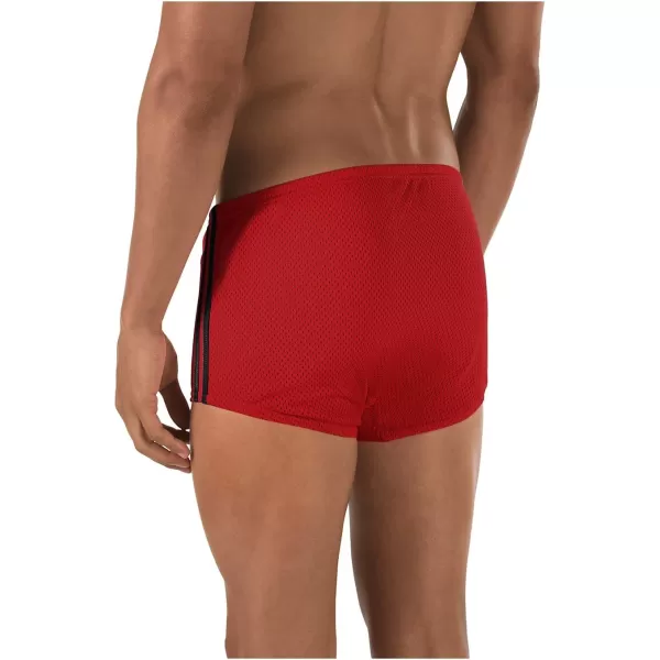 Speedo Mens Swimsuit Square Leg Poly Mesh Training SuitDiscontinuedSpeedo RedBlack