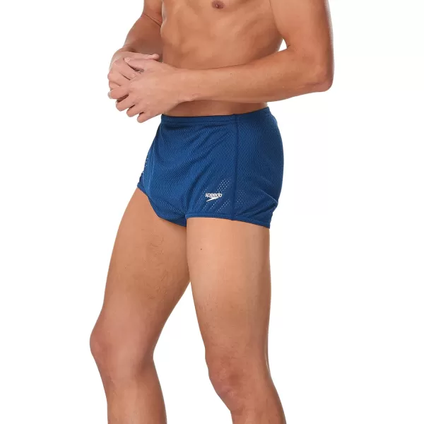 Speedo Mens Swimsuit Square Leg Poly Mesh Training SuitNavy