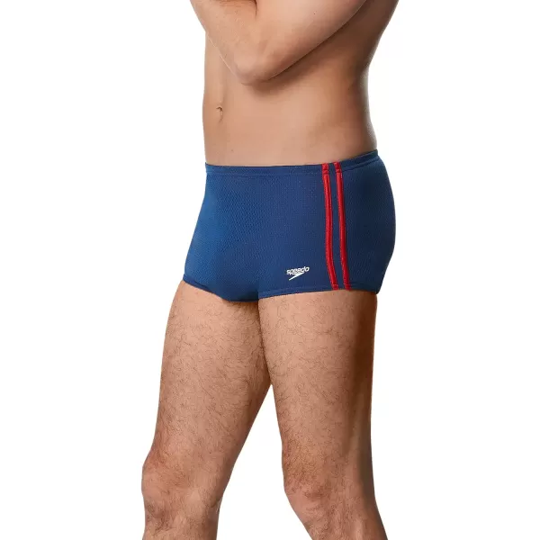 Speedo Mens Swimsuit Square Leg Poly Mesh Training SuitNavyRed