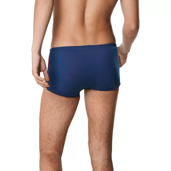 Speedo Mens Swimsuit Square Leg Poly Mesh Training SuitNavyRed