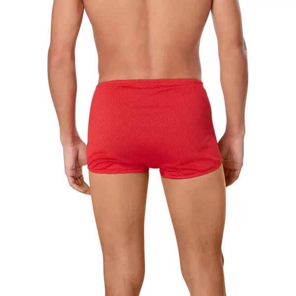 Speedo Mens Swimsuit Square Leg Poly Mesh Training SuitSpeedo Red