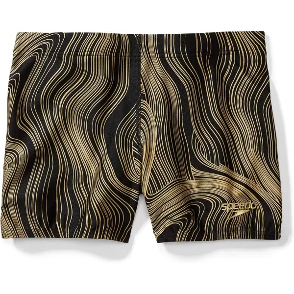 Speedo Mens Swimsuit Square Leg PrintedBlackGold