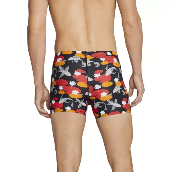 Speedo Mens Swimsuit Square Leg PrintedBlackRed