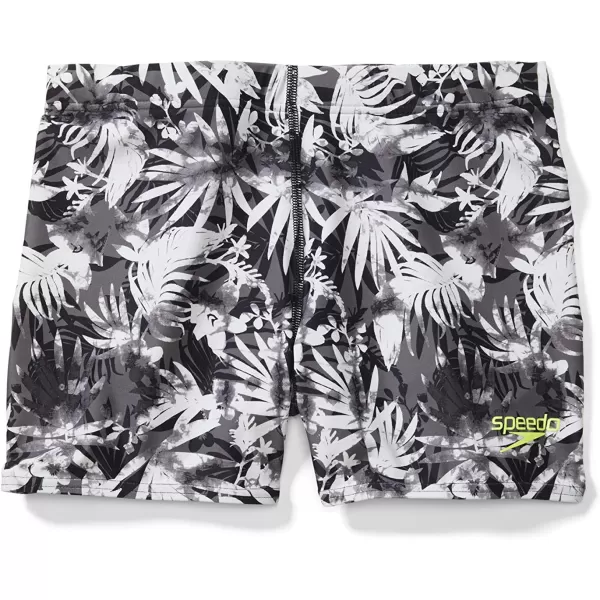 Speedo Mens Swimsuit Square Leg PrintedBlackWhite