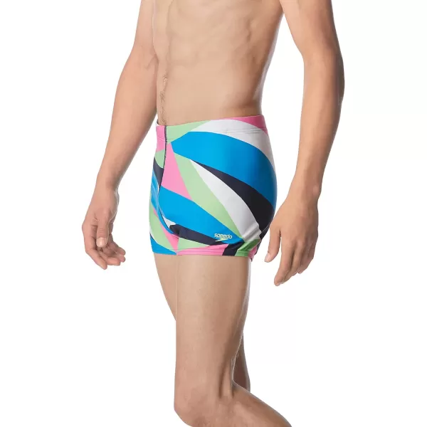 Speedo Mens Swimsuit Square Leg PrintedDrift Acid Lime