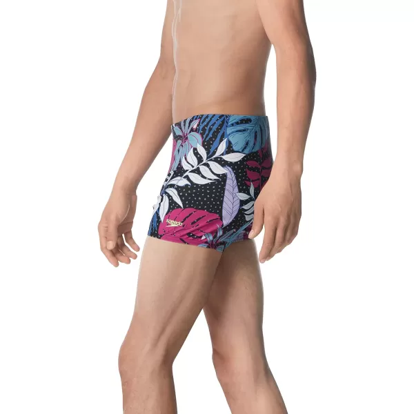 Speedo Mens Swimsuit Square Leg PrintedFloral Fuchsia