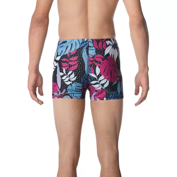 Speedo Mens Swimsuit Square Leg PrintedFloral Fuchsia