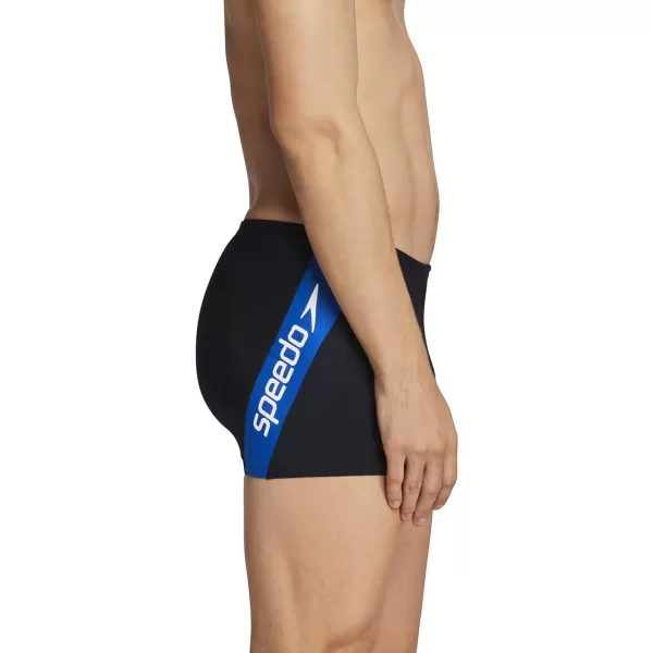 Speedo Mens Swimsuit Square Leg PrintedLogo Speedo Blue