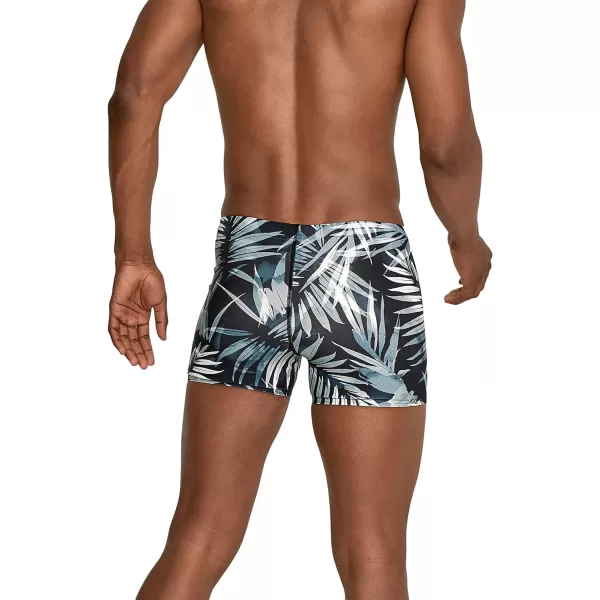 Speedo Mens Swimsuit Square Leg PrintedPalm BlackGrey