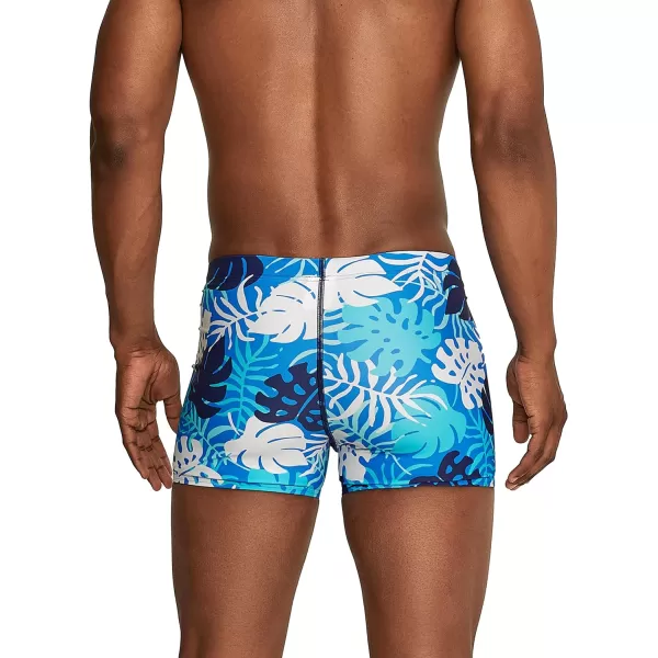 Speedo Mens Swimsuit Square Leg PrintedPalm Blue RadianceAtoll