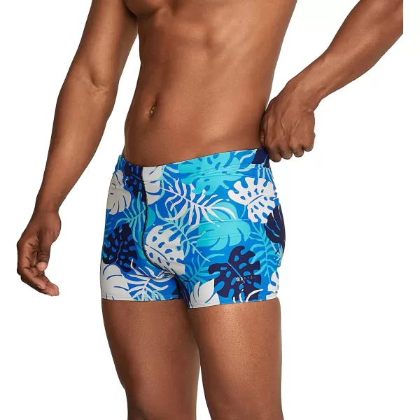 Speedo Mens Swimsuit Square Leg PrintedPalm Blue RadianceAtoll