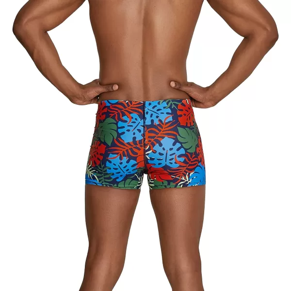 Speedo Mens Swimsuit Square Leg PrintedPalm Dark Ivy