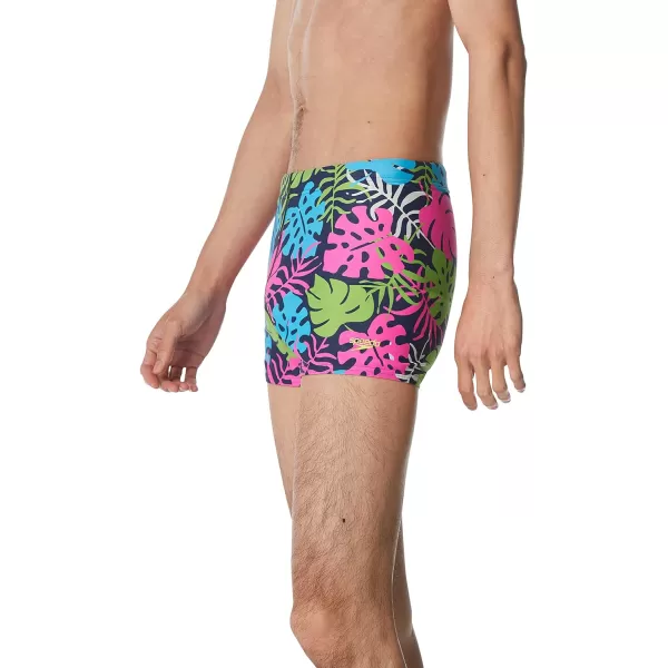 Speedo Mens Swimsuit Square Leg PrintedPalm Green Gecko