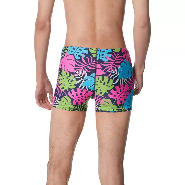 Speedo Mens Swimsuit Square Leg PrintedPalm Green Gecko