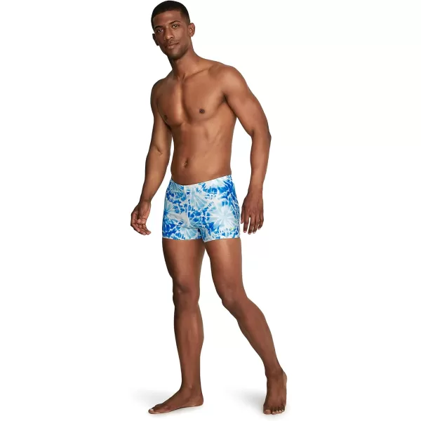 Speedo Mens Swimsuit Square Leg PrintedTides WhiteBlue