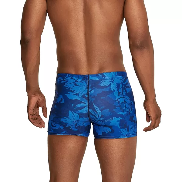 Speedo Mens Swimsuit Square Leg PrintedTropical Palace Blue