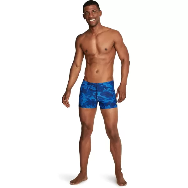 Speedo Mens Swimsuit Square Leg PrintedTropical Palace Blue