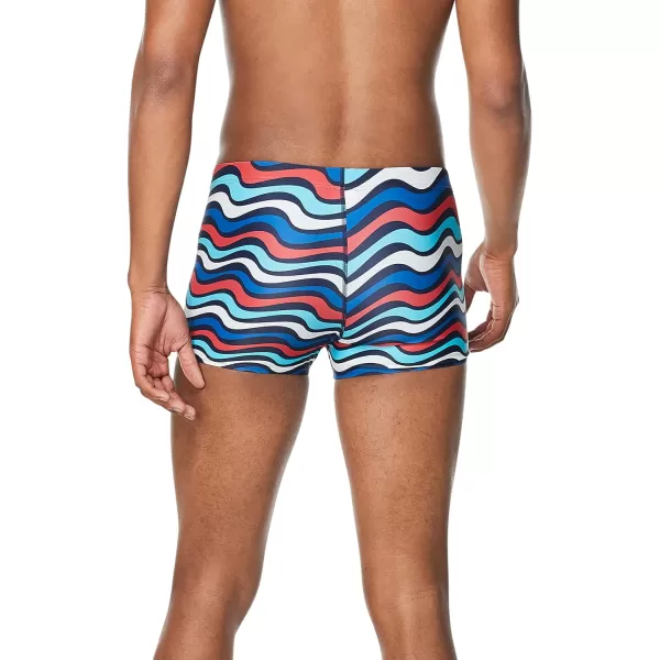 Speedo Mens Swimsuit Square Leg PrintedWavy Bittersweet