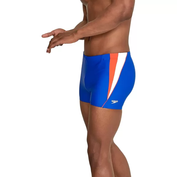 Speedo Mens Swimsuit Square Leg SpliceBlueSpicy Orange