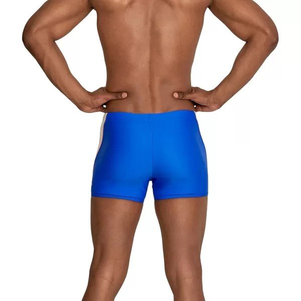 Speedo Mens Swimsuit Square Leg SpliceBlueSpicy Orange